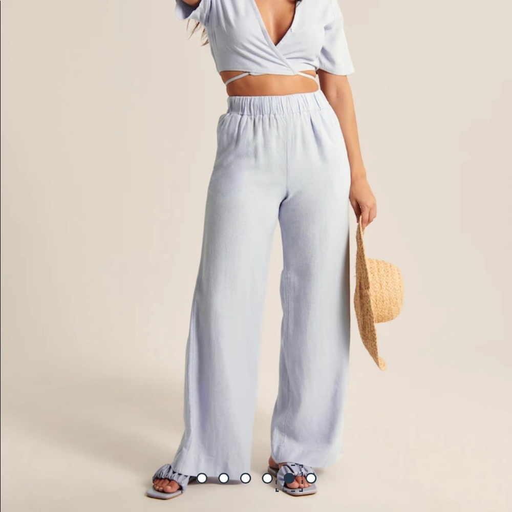 NWT Abercrombie & Fitch Linen Blend Pull On Wide Leg Pants size Small Long